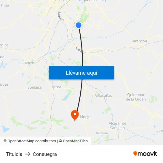 Titulcia to Consuegra map