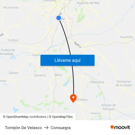 Torrejón De Velasco to Consuegra map