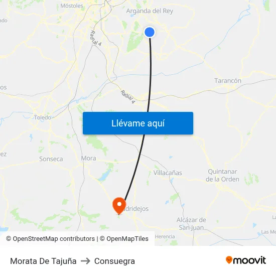 Morata De Tajuña to Consuegra map
