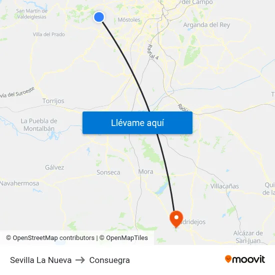 Sevilla La Nueva to Consuegra map