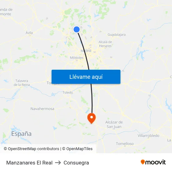 Manzanares El Real to Consuegra map