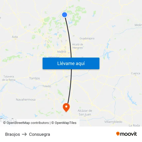 Braojos to Consuegra map