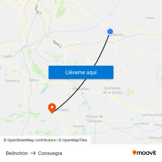 Belinchón to Consuegra map