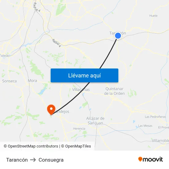 Tarancón to Consuegra map