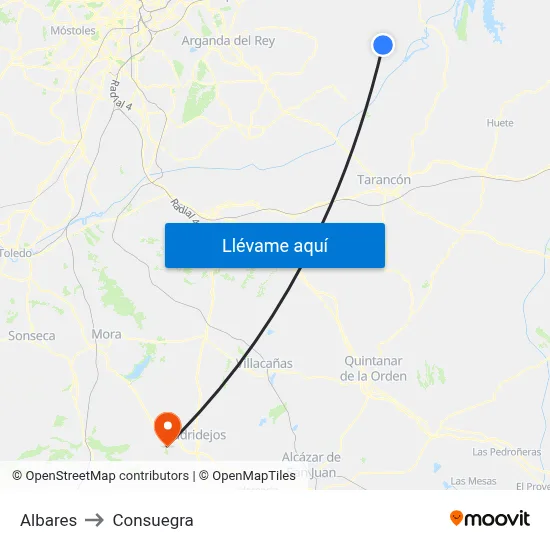 Albares to Consuegra map