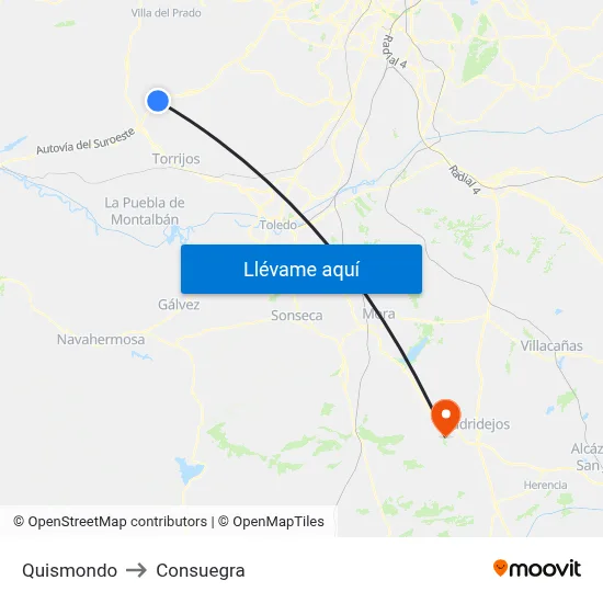 Quismondo to Consuegra map