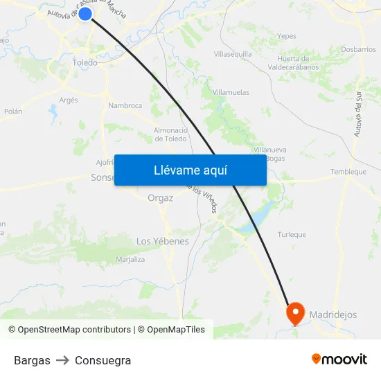 Bargas to Consuegra map