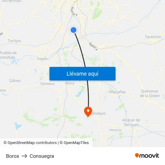 Borox to Consuegra map