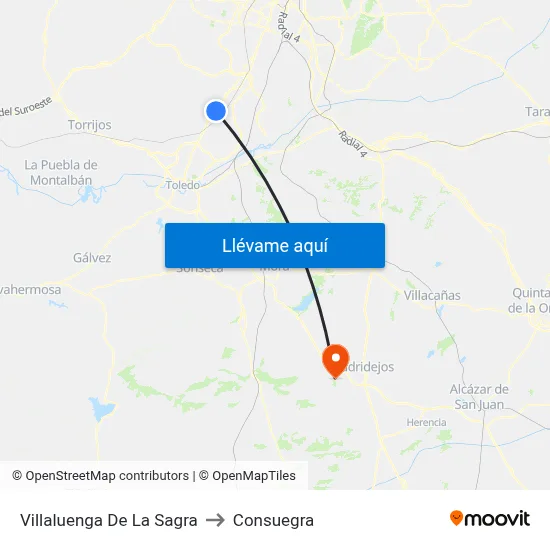 Villaluenga De La Sagra to Consuegra map