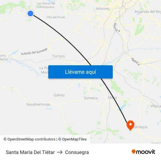 Santa María Del Tiétar to Consuegra map