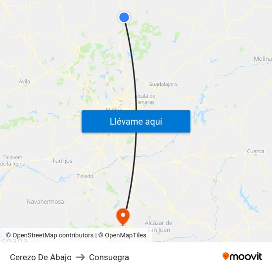Cerezo De Abajo to Consuegra map
