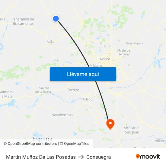 Martín Muñoz De Las Posadas to Consuegra map