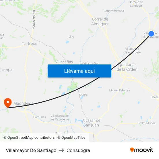 Villamayor De Santiago to Consuegra map