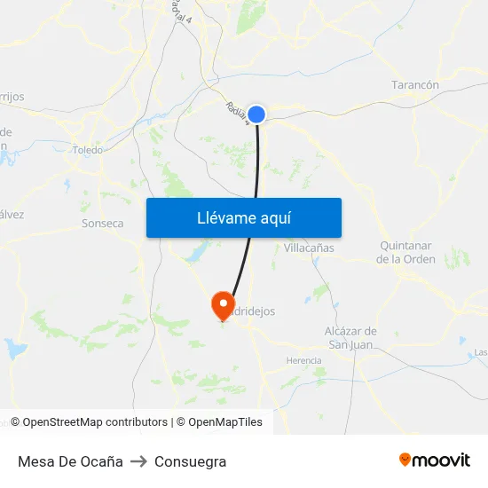 Mesa De Ocaña to Consuegra map