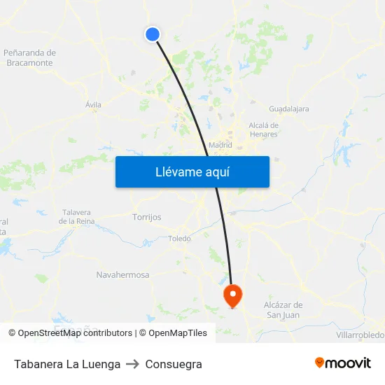 Tabanera La Luenga to Consuegra map