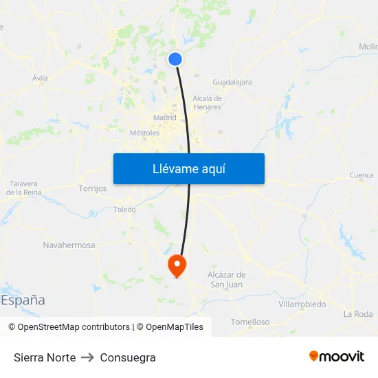 Sierra Norte to Consuegra map