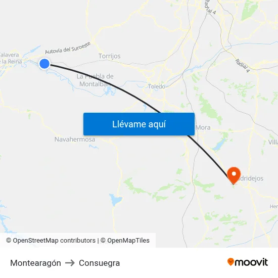 Montearagón to Consuegra map
