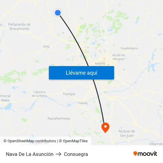 Nava De La Asunción to Consuegra map