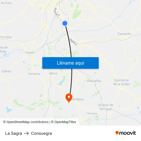 La Sagra to Consuegra map