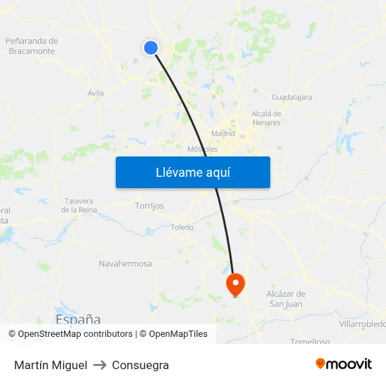 Martín Miguel to Consuegra map