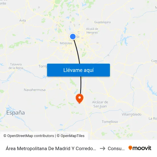 Área Metropolitana De Madrid Y Corredor Del Henares to Consuegra map