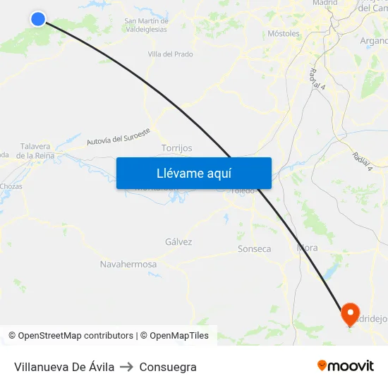 Villanueva De Ávila to Consuegra map