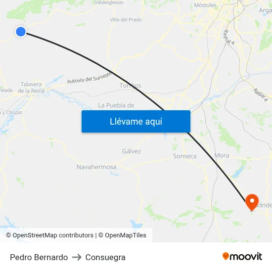 Pedro Bernardo to Consuegra map