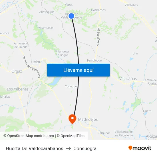 Huerta De Valdecarábanos to Consuegra map
