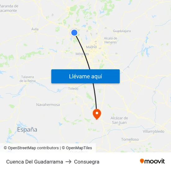 Cuenca Del Guadarrama to Consuegra map
