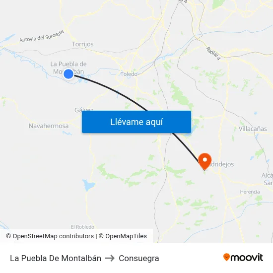 La Puebla De Montalbán to Consuegra map
