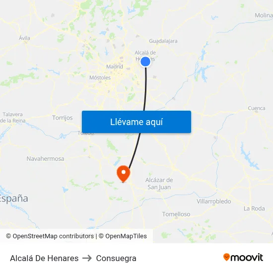 Alcalá De Henares to Consuegra map
