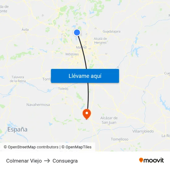 Colmenar Viejo to Consuegra map