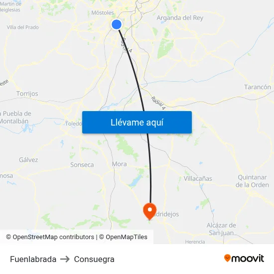 Fuenlabrada to Consuegra map