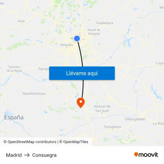 Madrid to Consuegra map