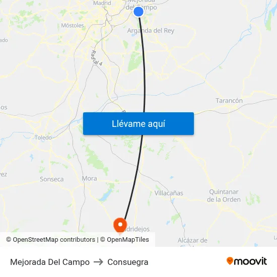 Mejorada Del Campo to Consuegra map