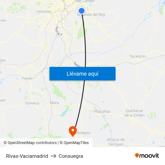 Rivas-Vaciamadrid to Consuegra map