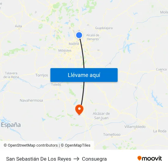 San Sebastián De Los Reyes to Consuegra map