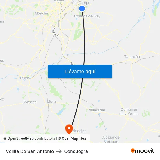 Velilla De San Antonio to Consuegra map