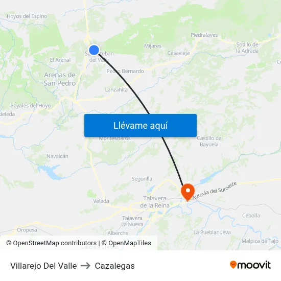 Villarejo Del Valle to Cazalegas map