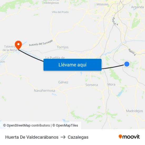 Huerta De Valdecarábanos to Cazalegas map