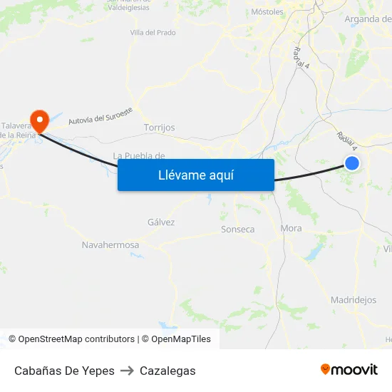Cabañas De Yepes to Cazalegas map