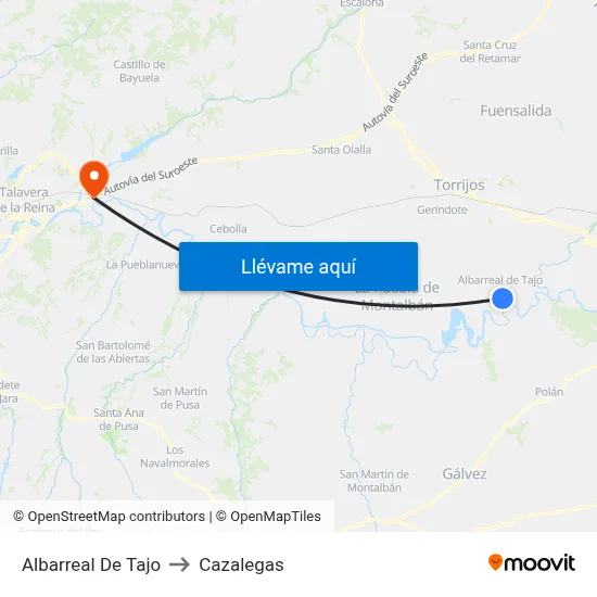 Albarreal De Tajo to Cazalegas map