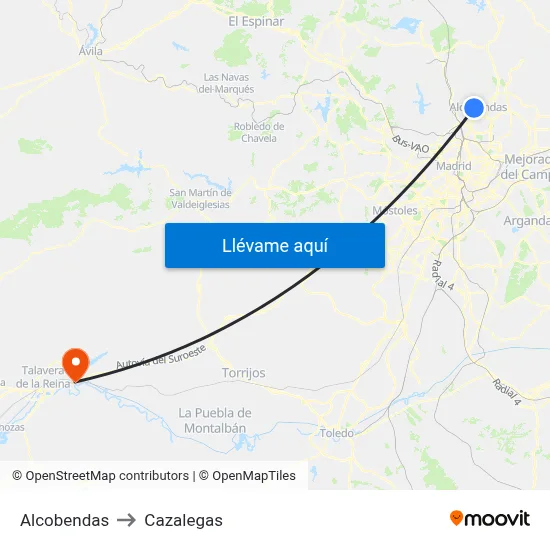 Alcobendas to Cazalegas map