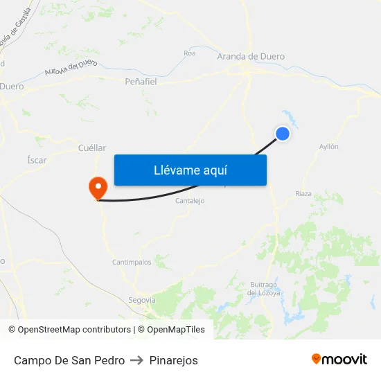 Campo De San Pedro to Pinarejos map