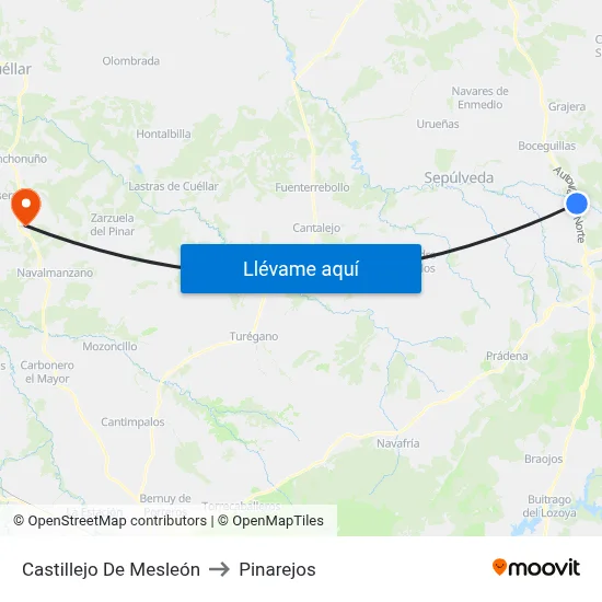 Castillejo De Mesleón to Pinarejos map