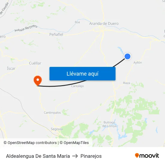Aldealengua De Santa María to Pinarejos map