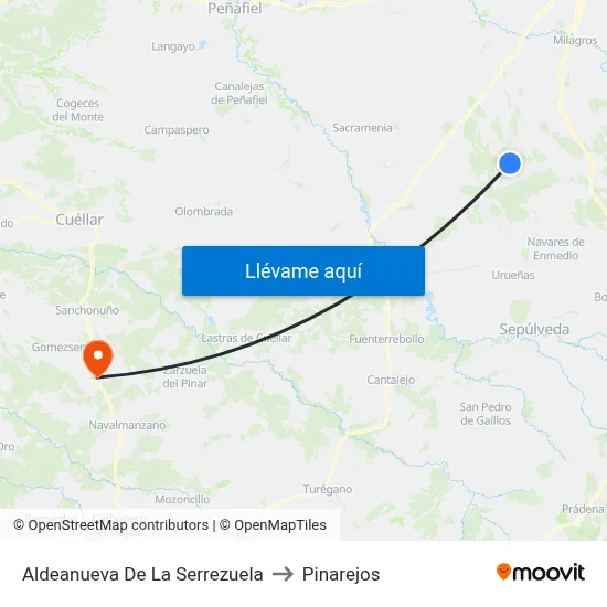 Aldeanueva De La Serrezuela to Pinarejos map