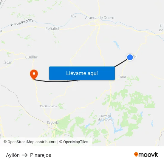 Ayllón to Pinarejos map