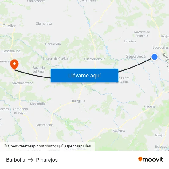 Barbolla to Pinarejos map
