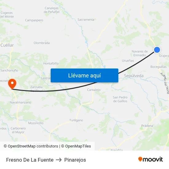 Fresno De La Fuente to Pinarejos map